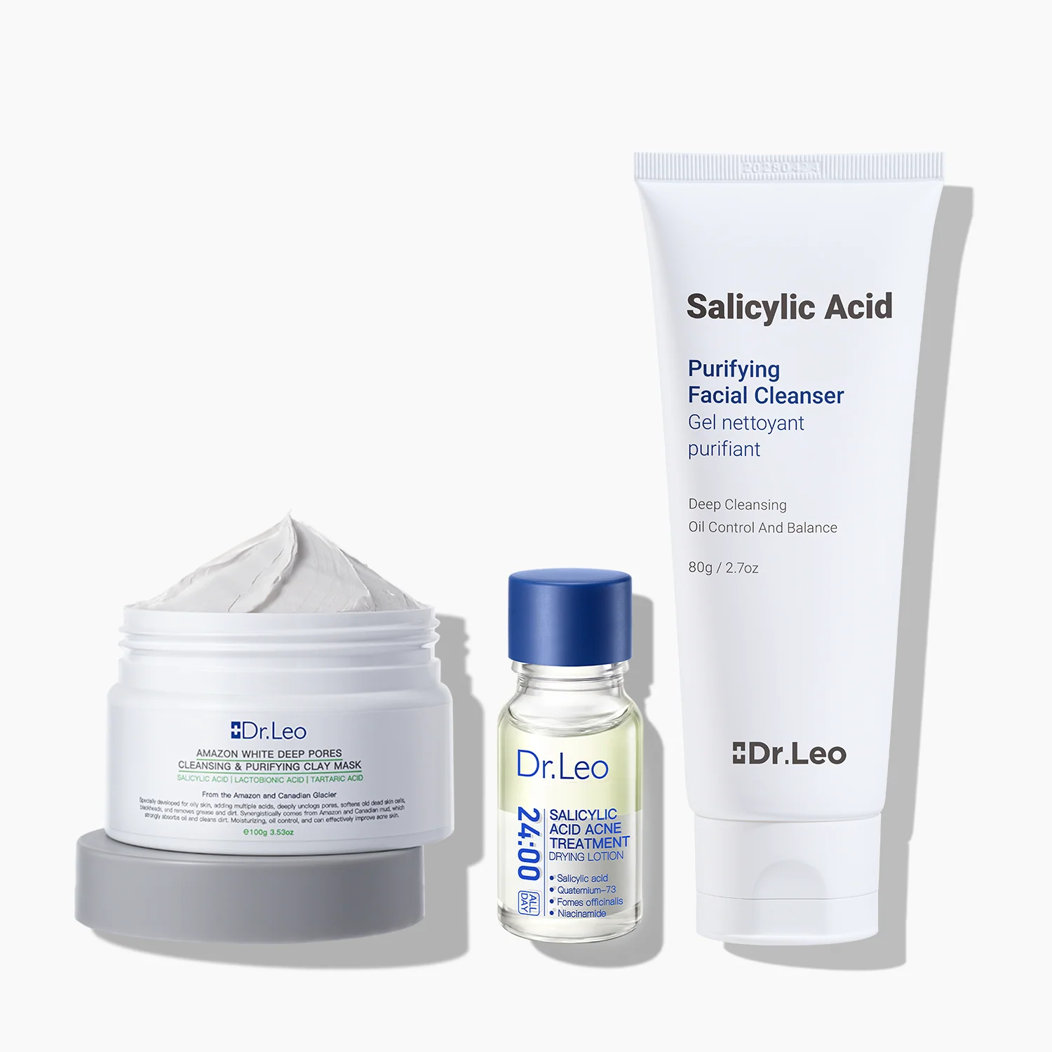 Set antiacné de 3 pasos (Mascarilla de arcilla + Loción secante + Limpiador)