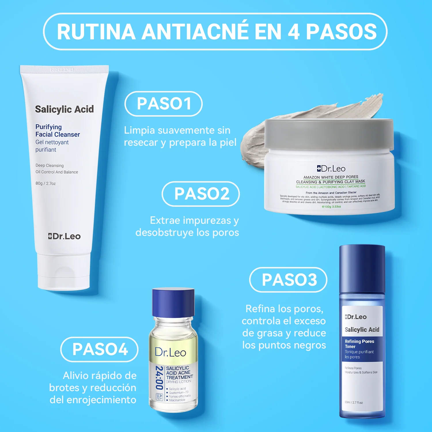 Set antiacné de 4 piezas con ácido salicílico - Image 2
